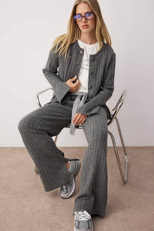 Anthracite Soft Knit Matching Lounge Set