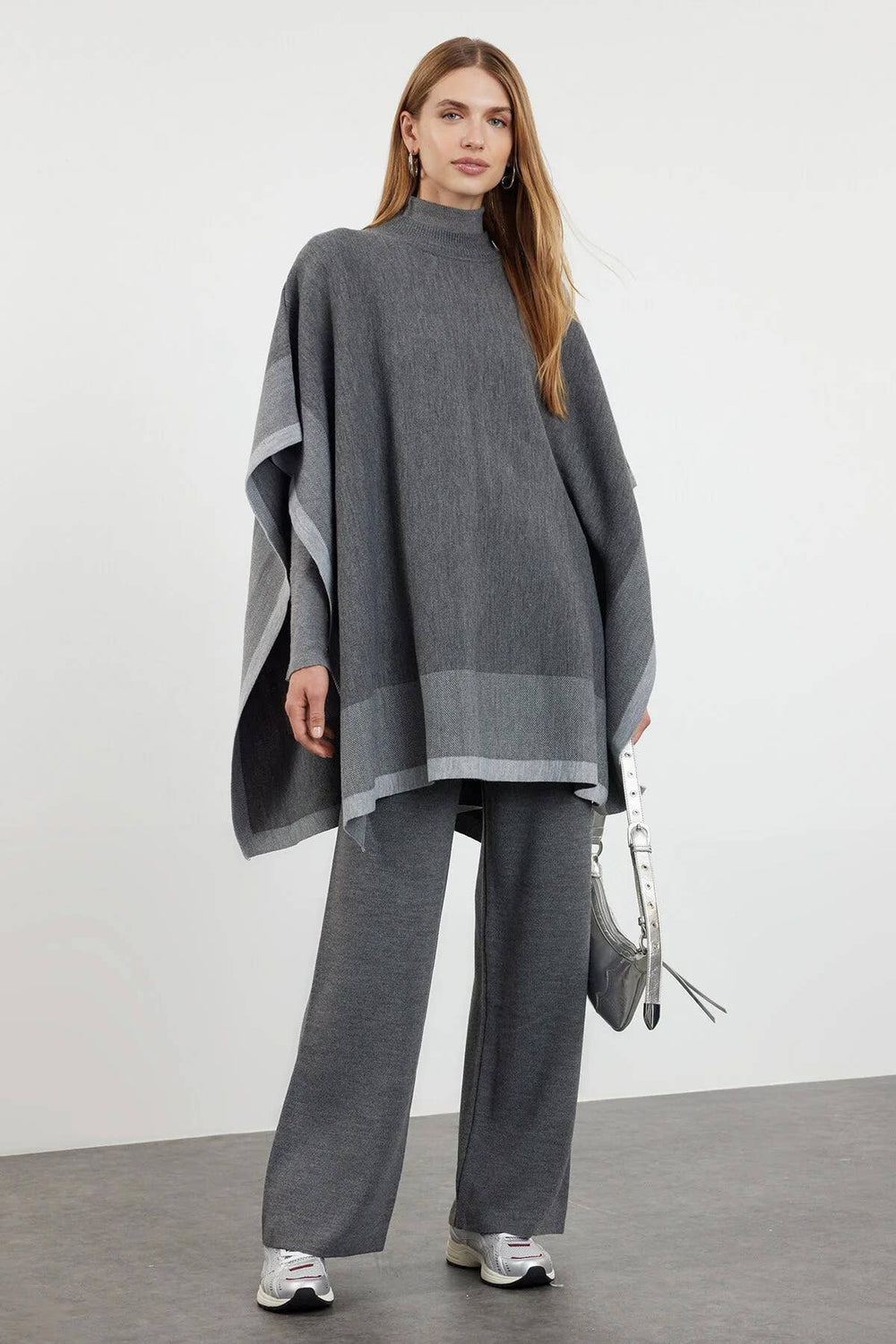 Cashmere Blend Poncho and Pants Set