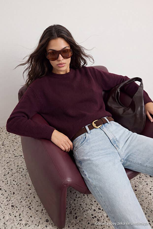 Burgundy Alpaca Blend Oversized Sweater