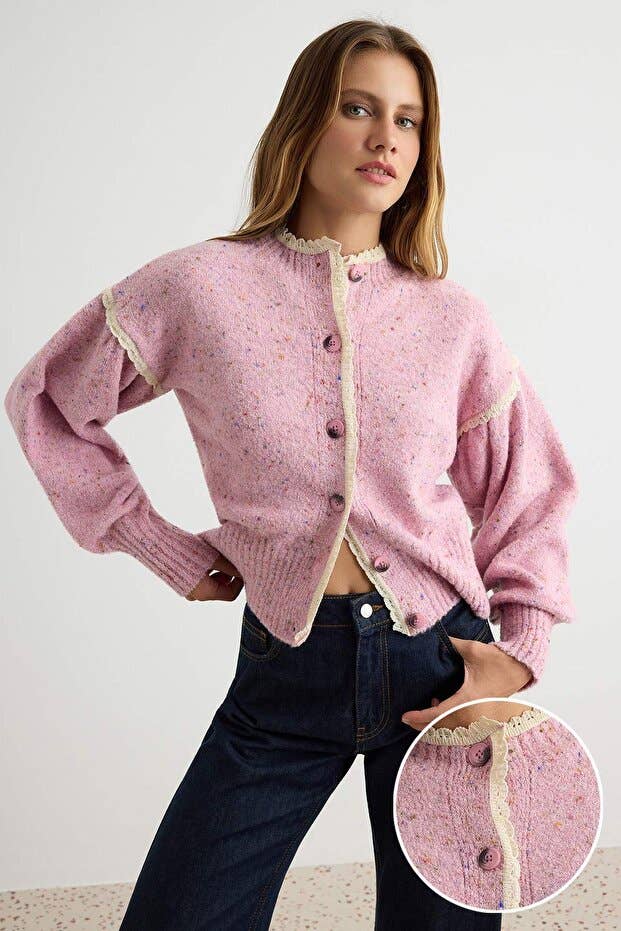 Cinched Waist Ombre Knit Cardigan