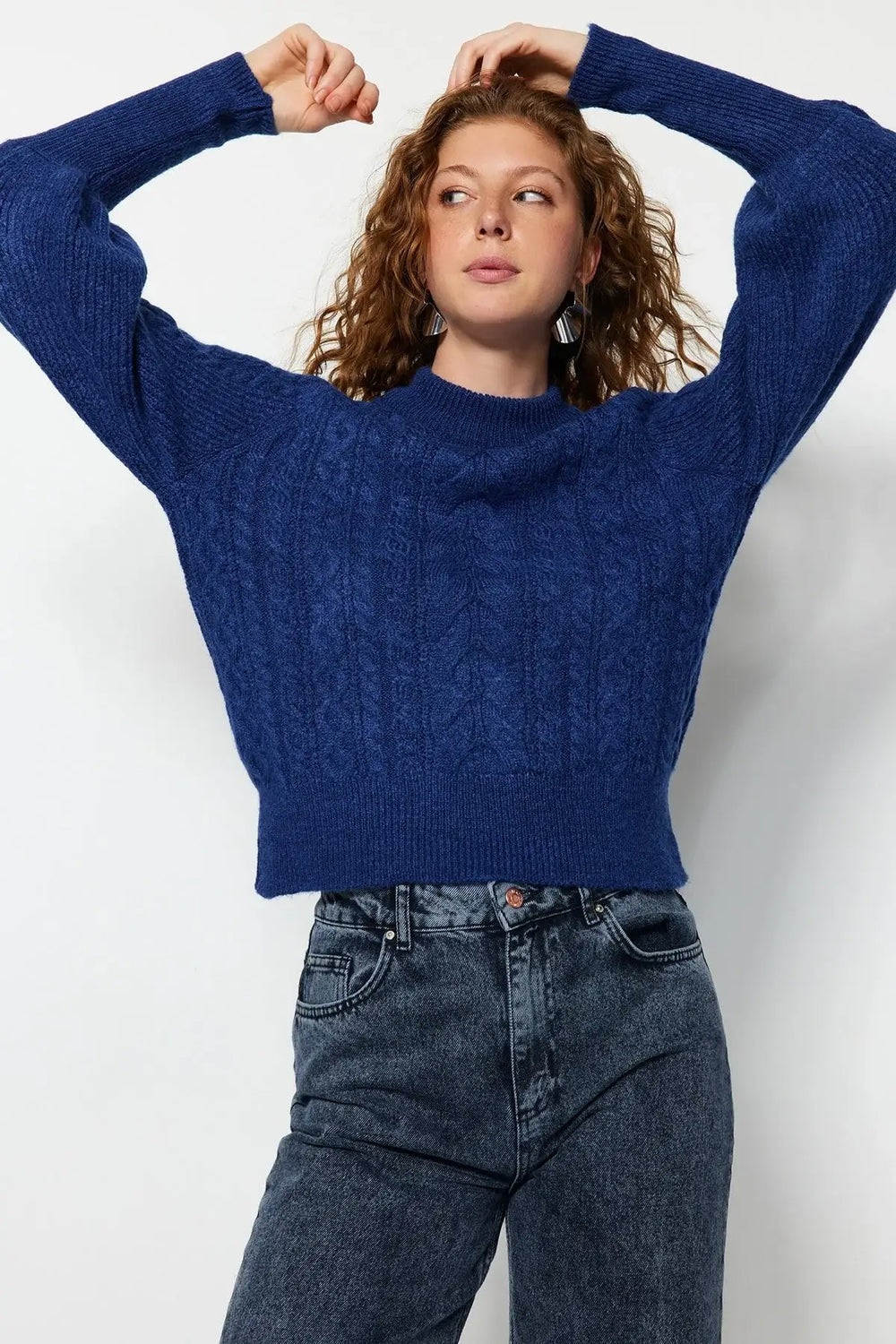 Cashmere Blend Cable Knit Sweater